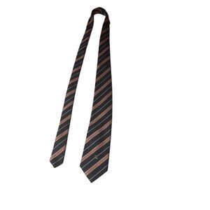 Christian Dior Diagonal Striped Silk Blend Tie Black Gold Red Classic Formal